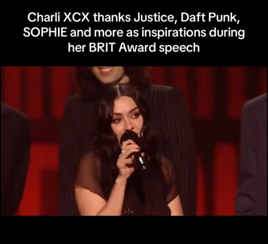 Charli XCX thanks justice, Draft Punk, SOPHIE and more as inspiration during her BRIT Award Speech